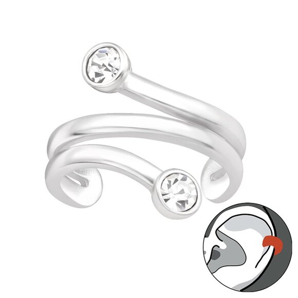 Martin Pere Jewelry - Sterling Silver Crystal Spiral Ear Cuff – No Piercing Needed